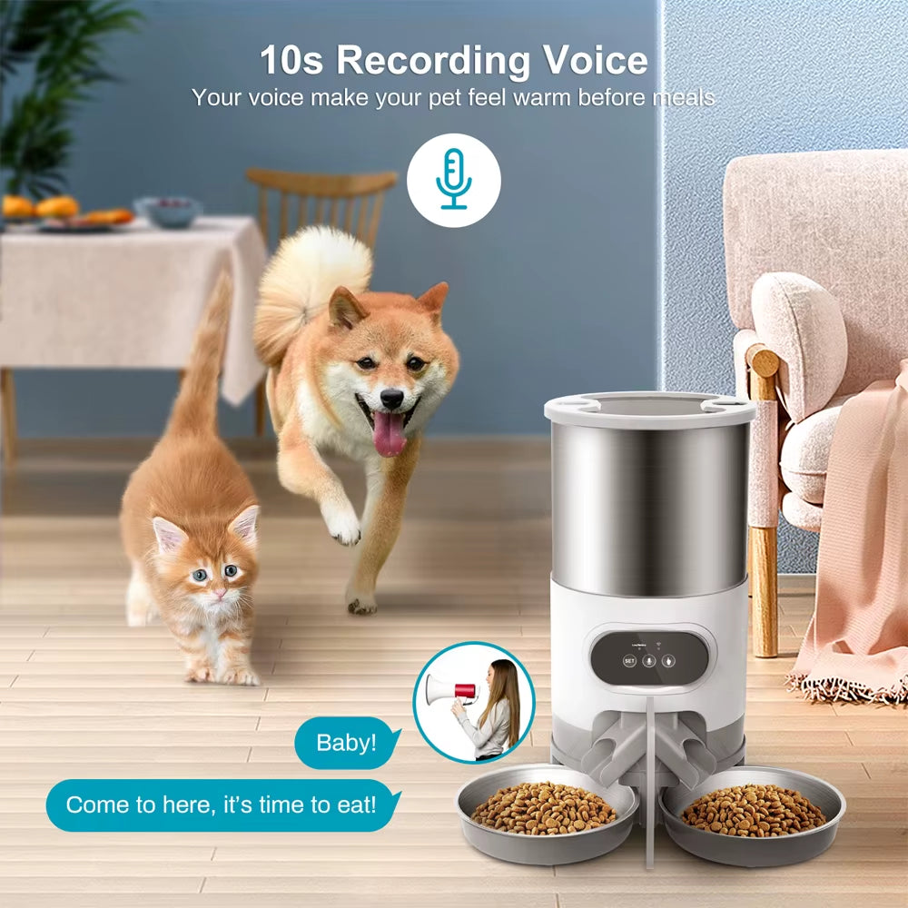 Revolutionary Smart APP Pet Feeder: Automatic Stainless Steel Dispenser for Cats and Dogs with Voice Recording and Timed Feeding