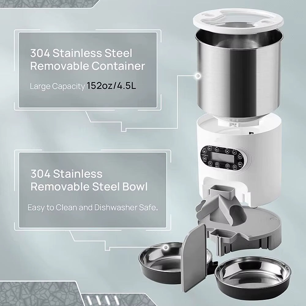 Revolutionary Smart APP Pet Feeder: Automatic Stainless Steel Dispenser for Cats and Dogs with Voice Recording and Timed Feeding