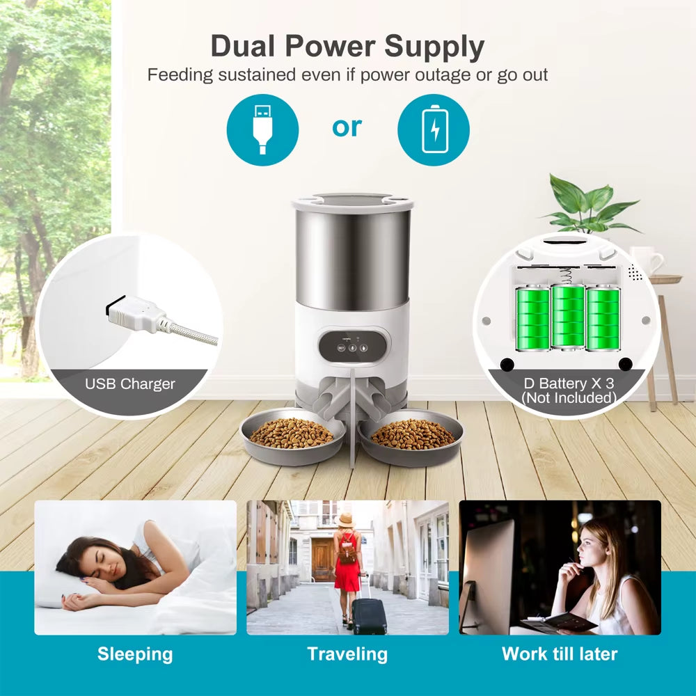 Revolutionary Smart APP Pet Feeder: Automatic Stainless Steel Dispenser for Cats and Dogs with Voice Recording and Timed Feeding