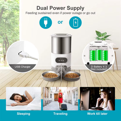 Revolutionary Smart APP Pet Feeder: Automatic Stainless Steel Dispenser for Cats and Dogs with Voice Recording and Timed Feeding